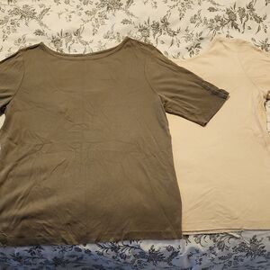 Chico's Cotton Olive & Lt Pink Shirts Sz 2